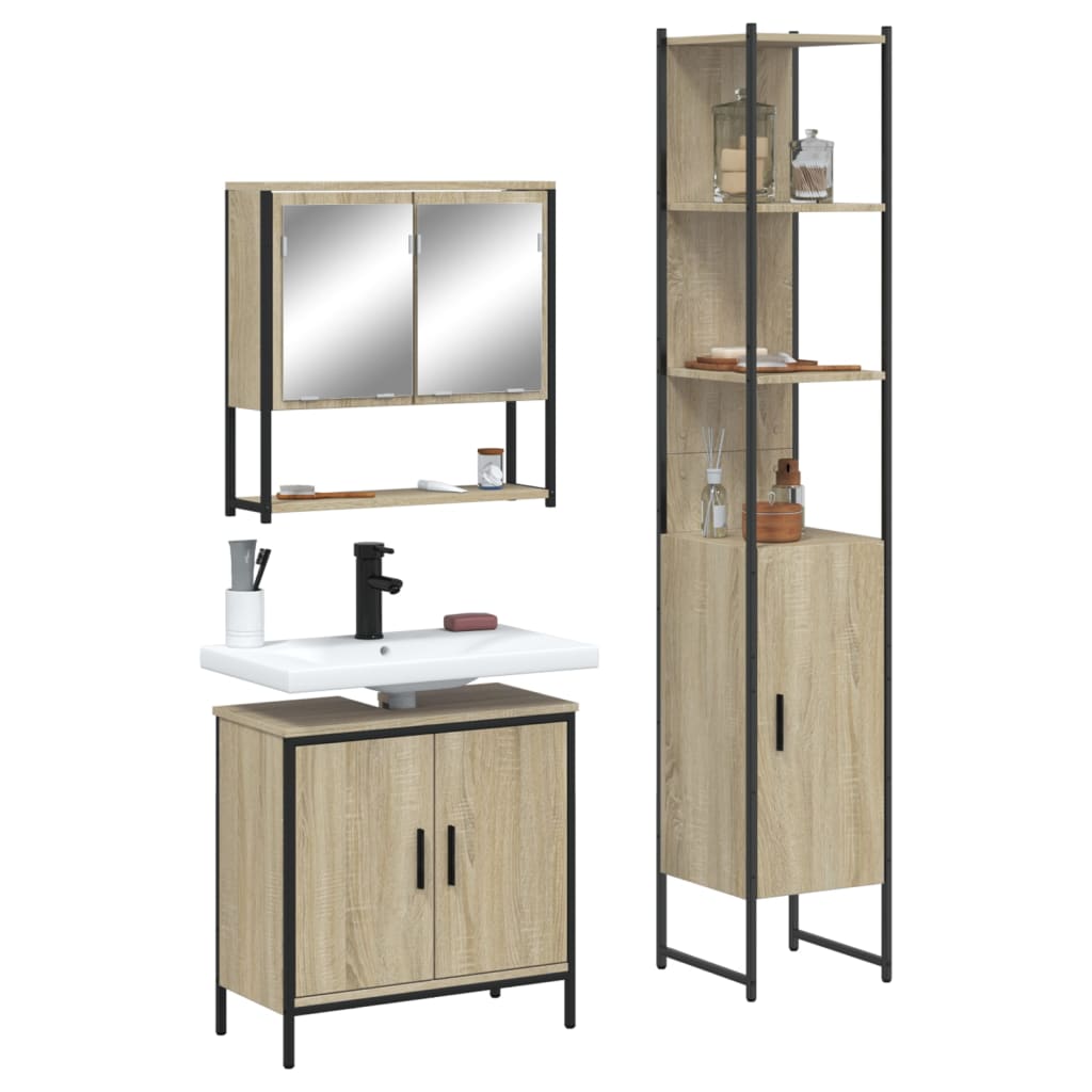 Bathroom Furniture Set With Door 3 Pcs Brown 33 X 33 X 185.5 Cm