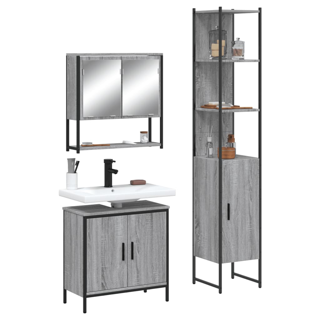 Bathroom Furniture Set With Door 3 Pcs Brown 33 X 33 X 185.5 Cm