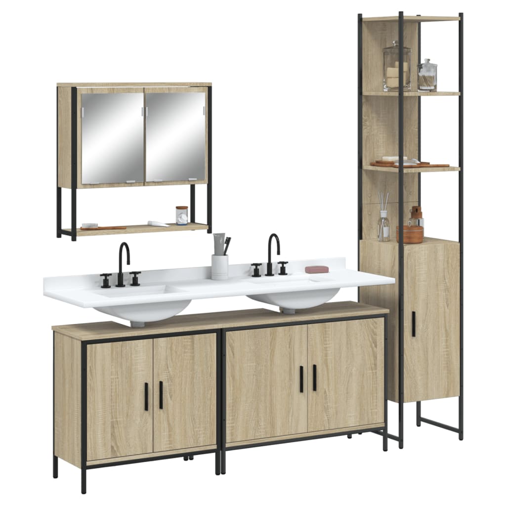 4 Piece Bathroom Furniture Set Engineered Wood