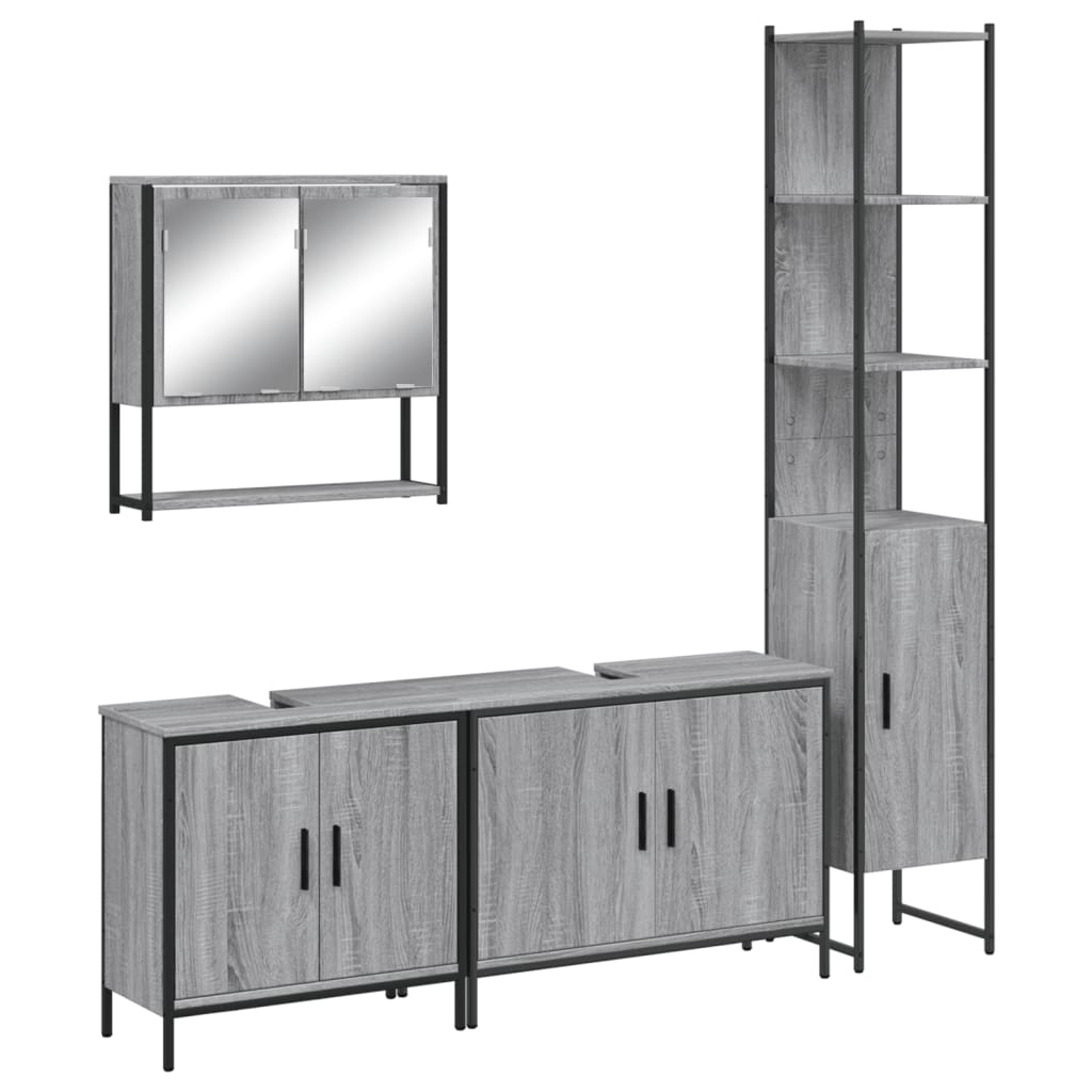 4 Piece Bathroom Furniture Set Engineered Wood
