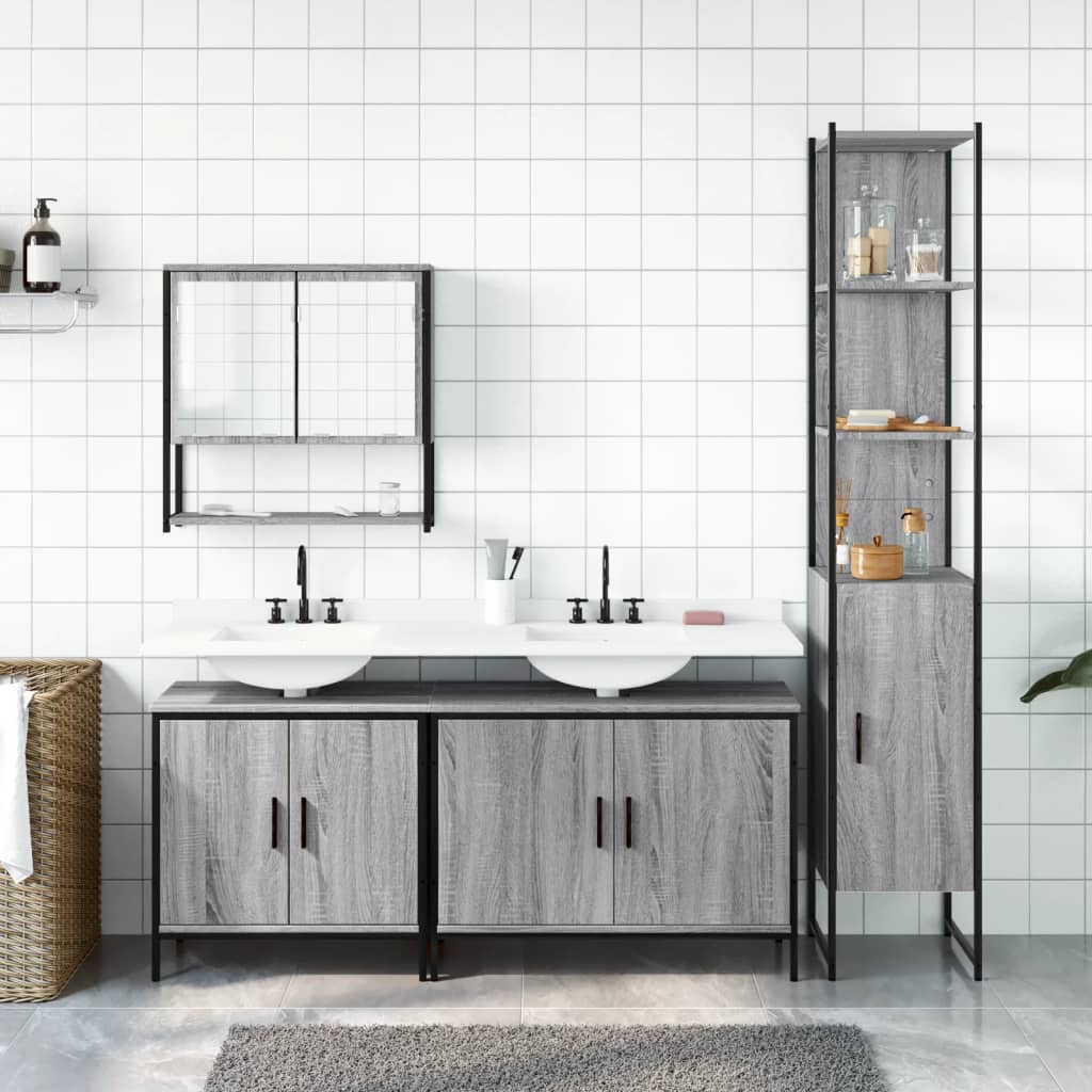 4 Piece Bathroom Furniture Set Engineered Wood