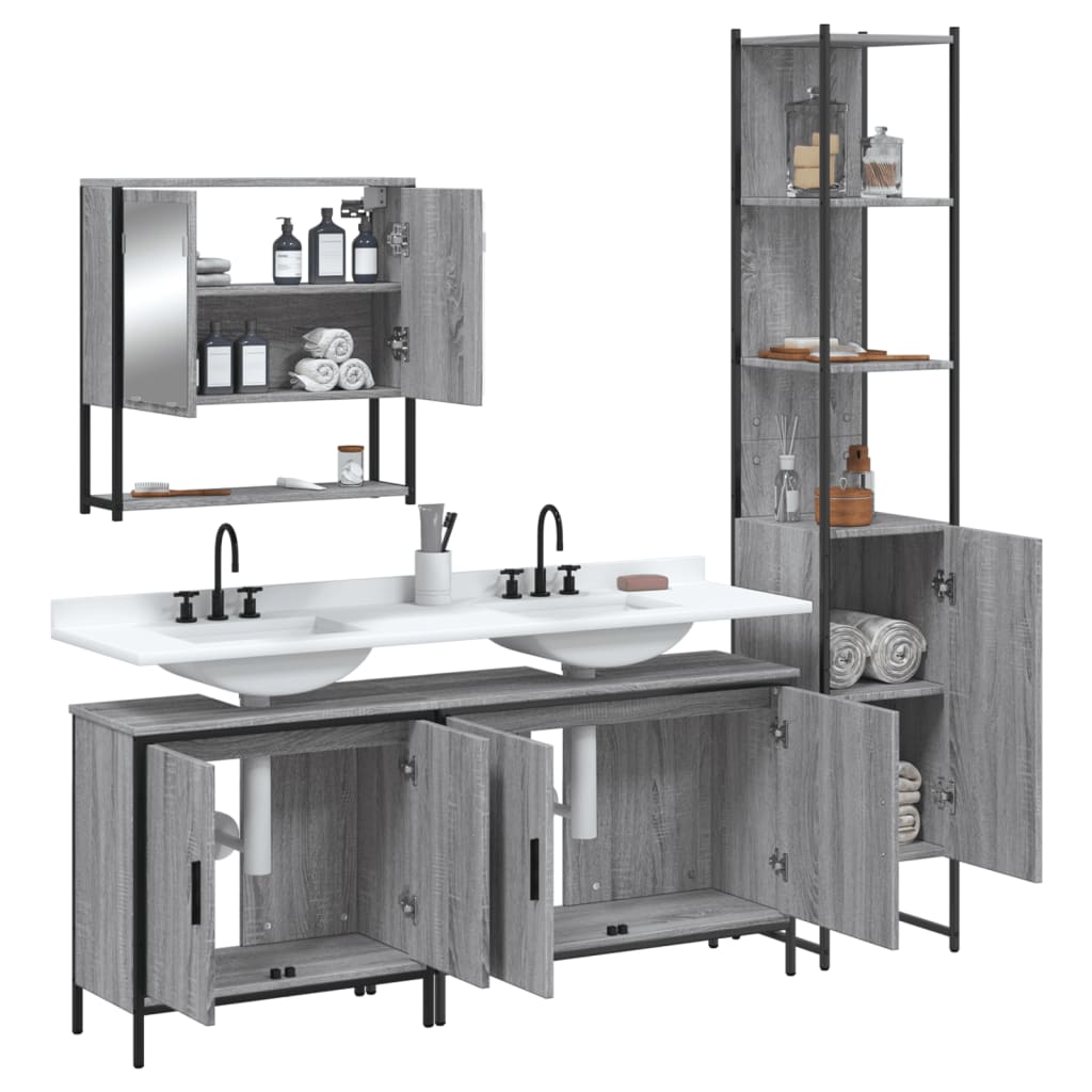 4 Piece Bathroom Furniture Set Engineered Wood
