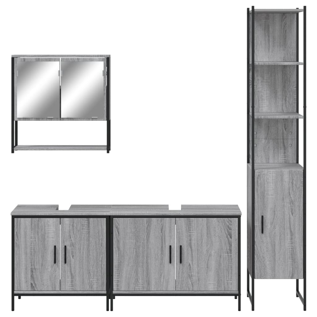 4 Piece Bathroom Furniture Set Engineered Wood