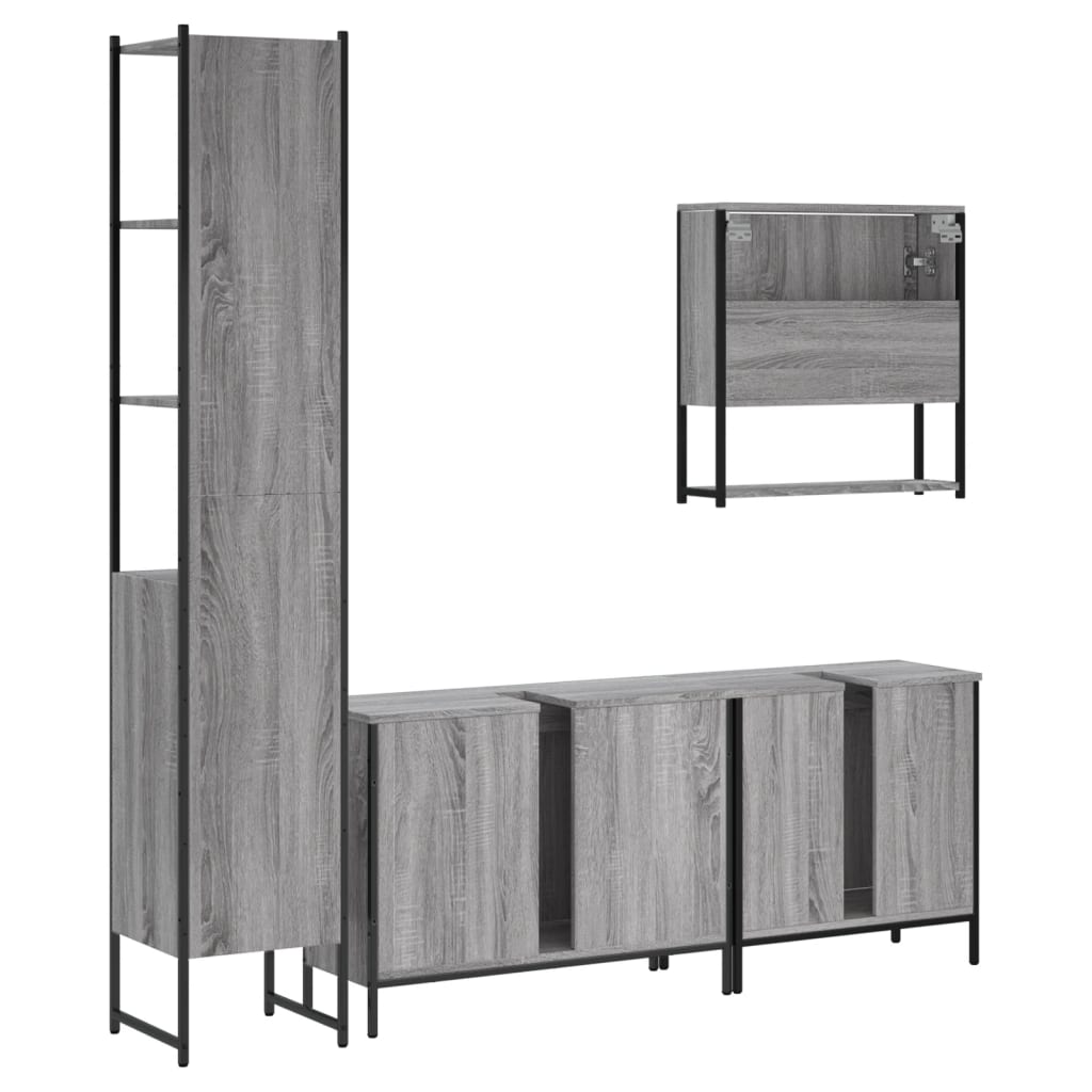 4 Piece Bathroom Furniture Set Engineered Wood