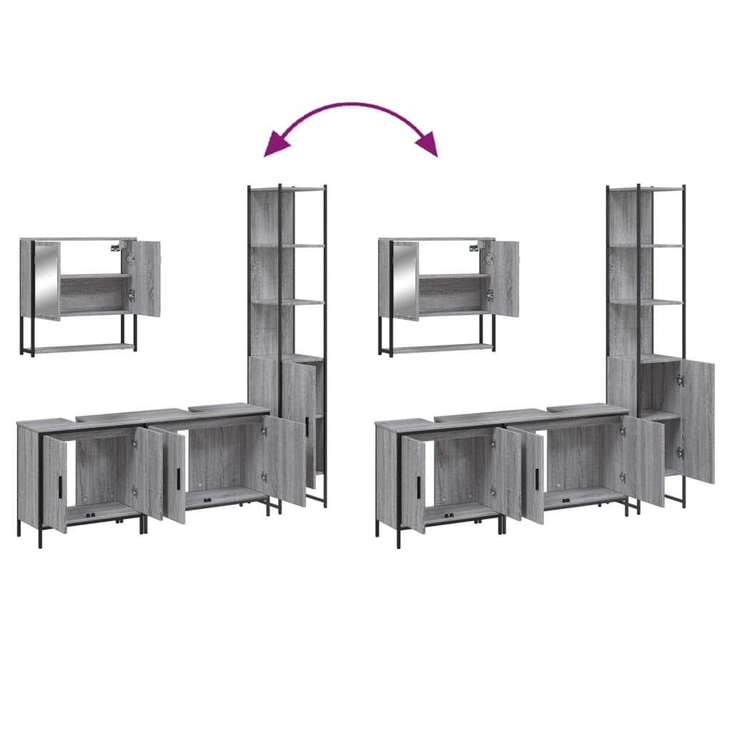 4 Piece Bathroom Furniture Set Engineered Wood