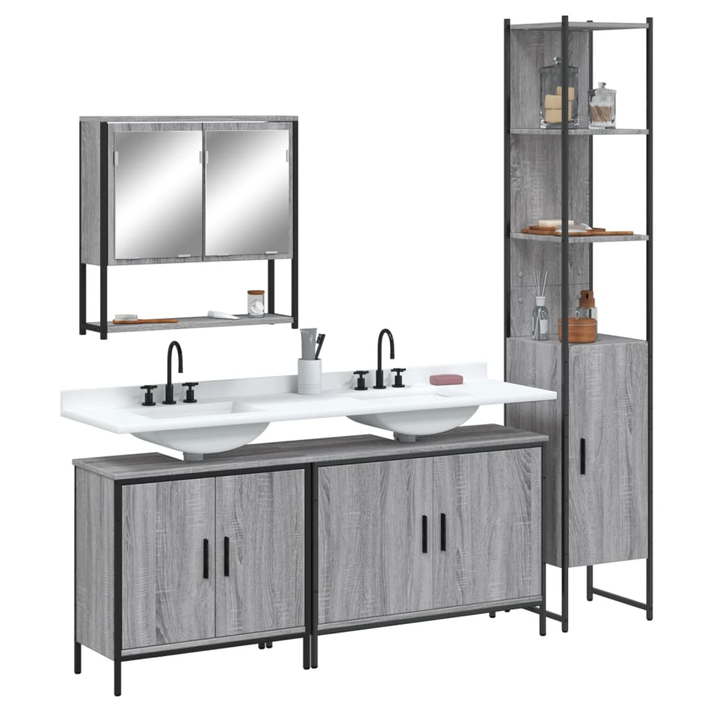 4 Piece Bathroom Furniture Set Engineered Wood