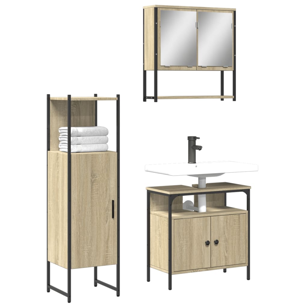 Bathroom Furniture Set With Door 3 Pcs Black 33 X 33 X 120.5 Cm