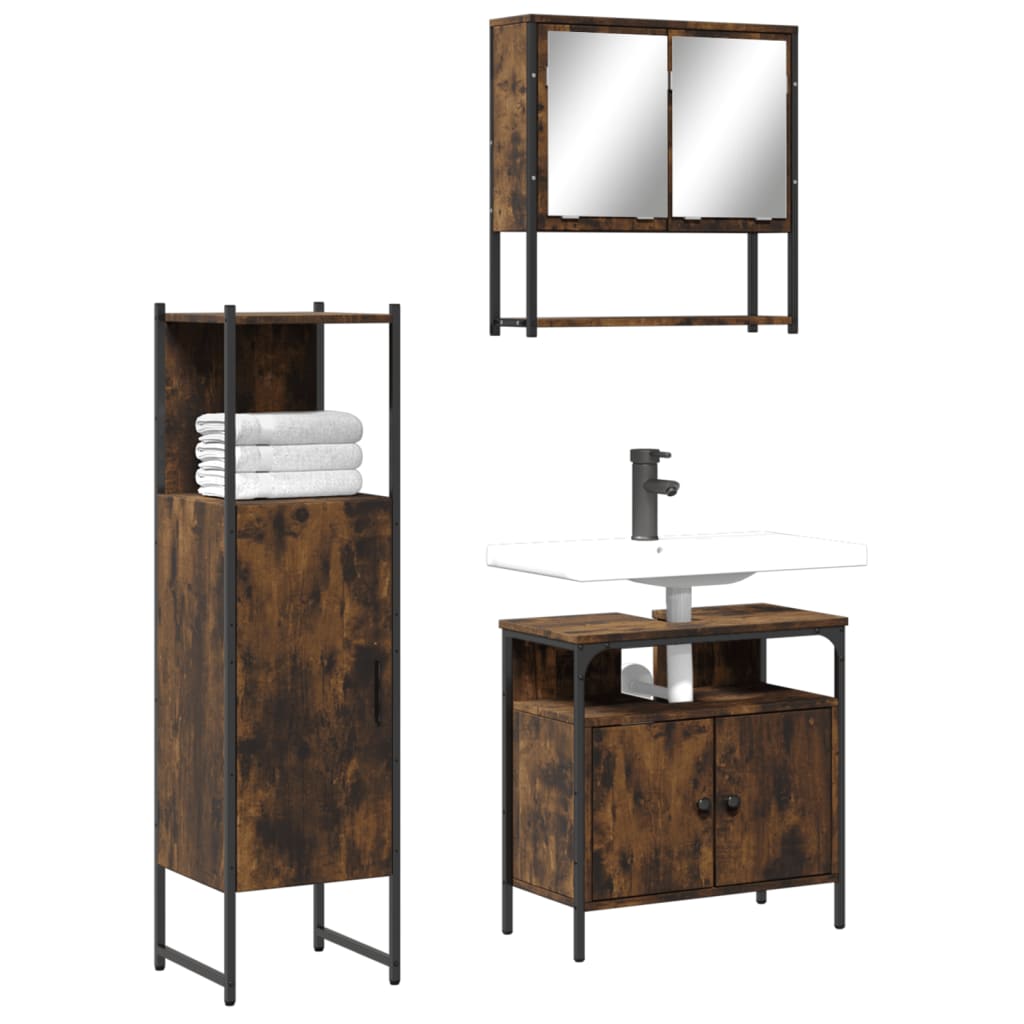 Bathroom Furniture Set With Door 3 Pcs Black 33 X 33 X 120.5 Cm