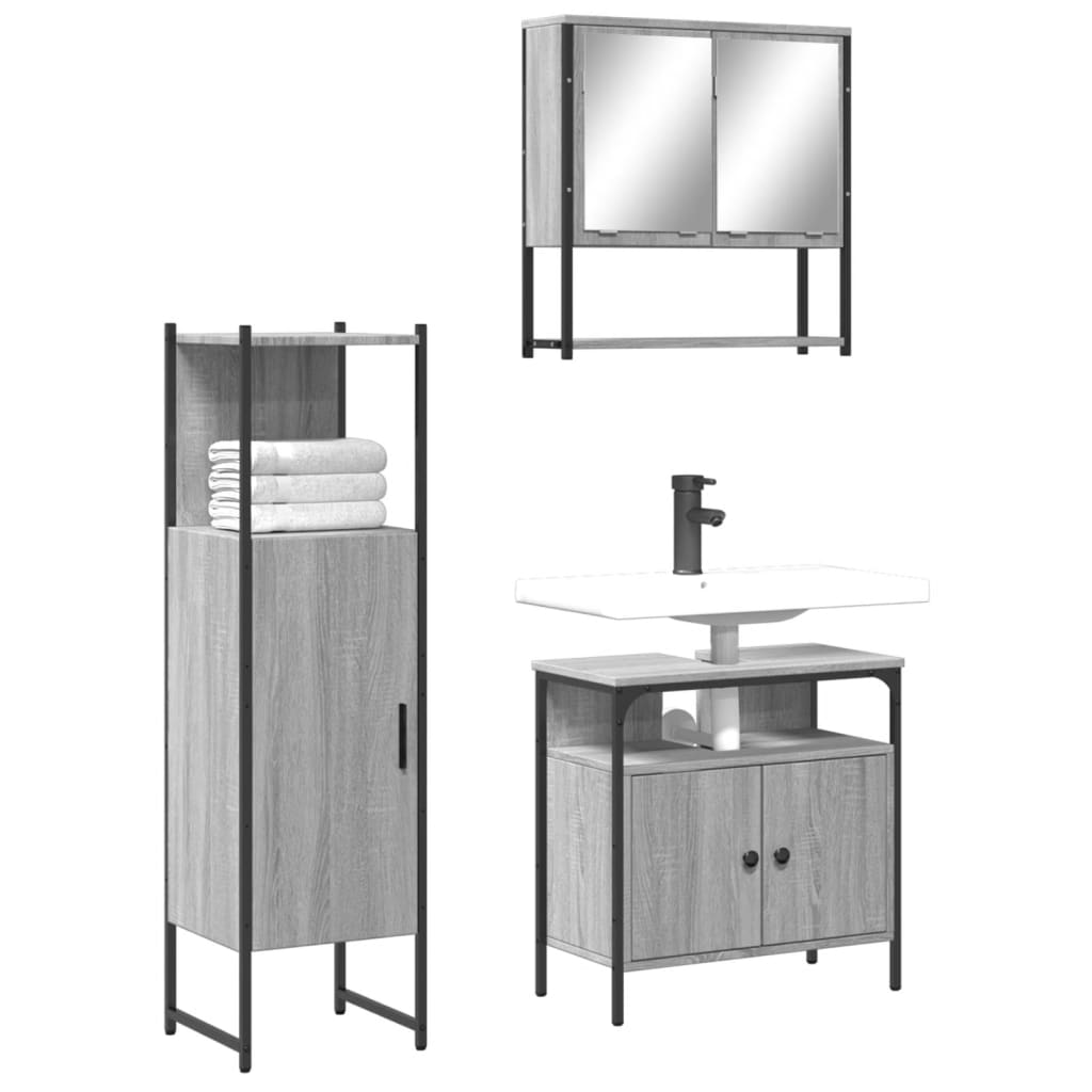 Bathroom Furniture Set With Door 3 Pcs Black 33 X 33 X 120.5 Cm