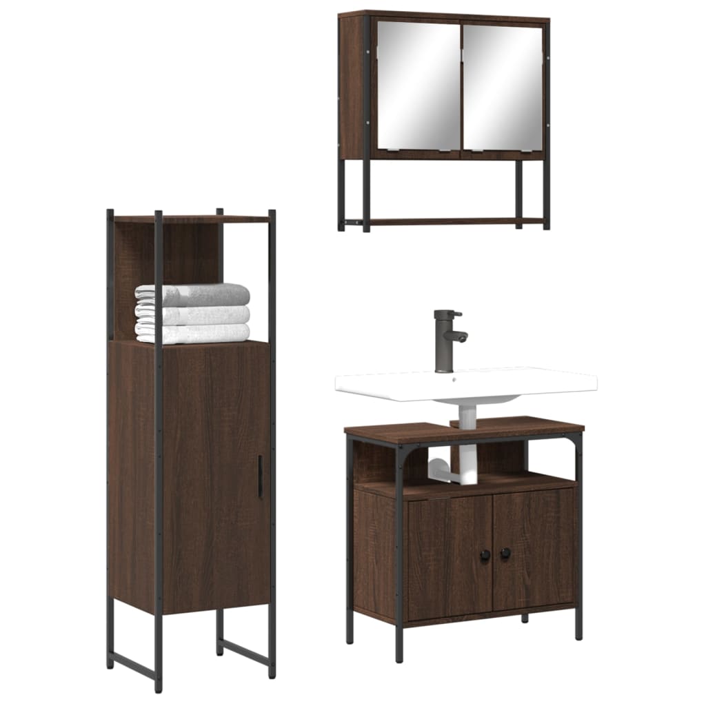 Bathroom Furniture Set With Door 3 Pcs Black 33 X 33 X 120.5 Cm