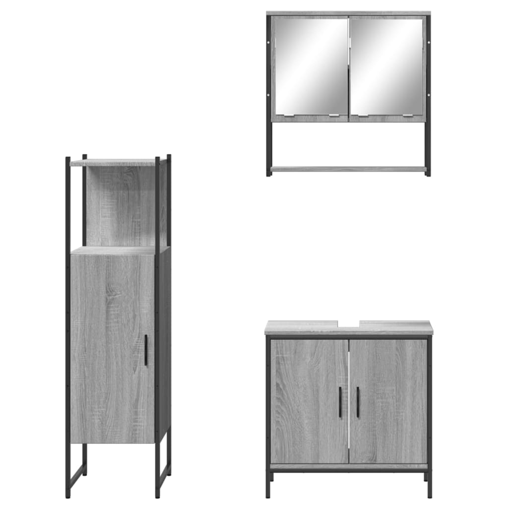 3 Piece Bathroom Furniture Set Engineered Wood