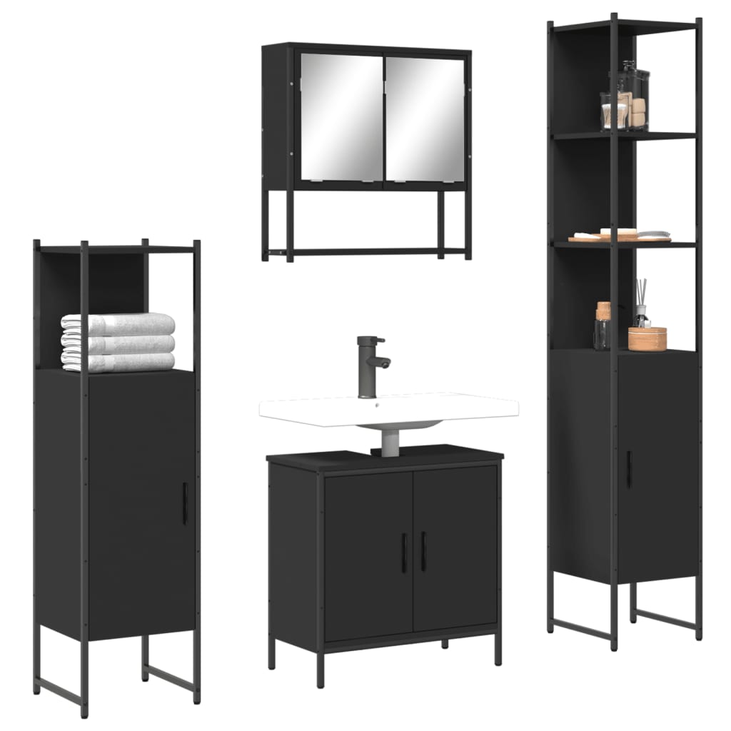 Bathroom Furniture Set With Door 4 Pcs Brown 33 X 33 X 185.5 Cm