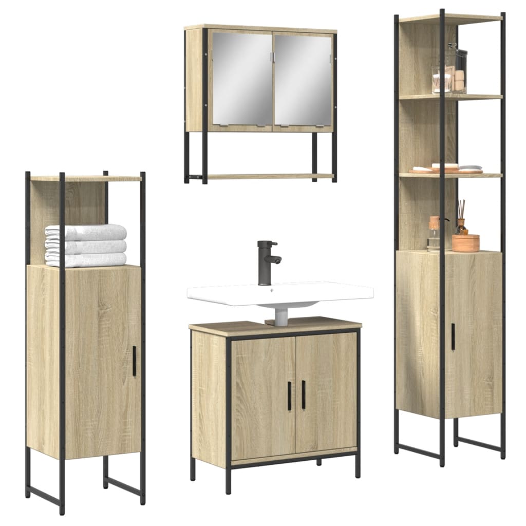 Bathroom Furniture Set With Door 4 Pcs Brown 33 X 33 X 185.5 Cm