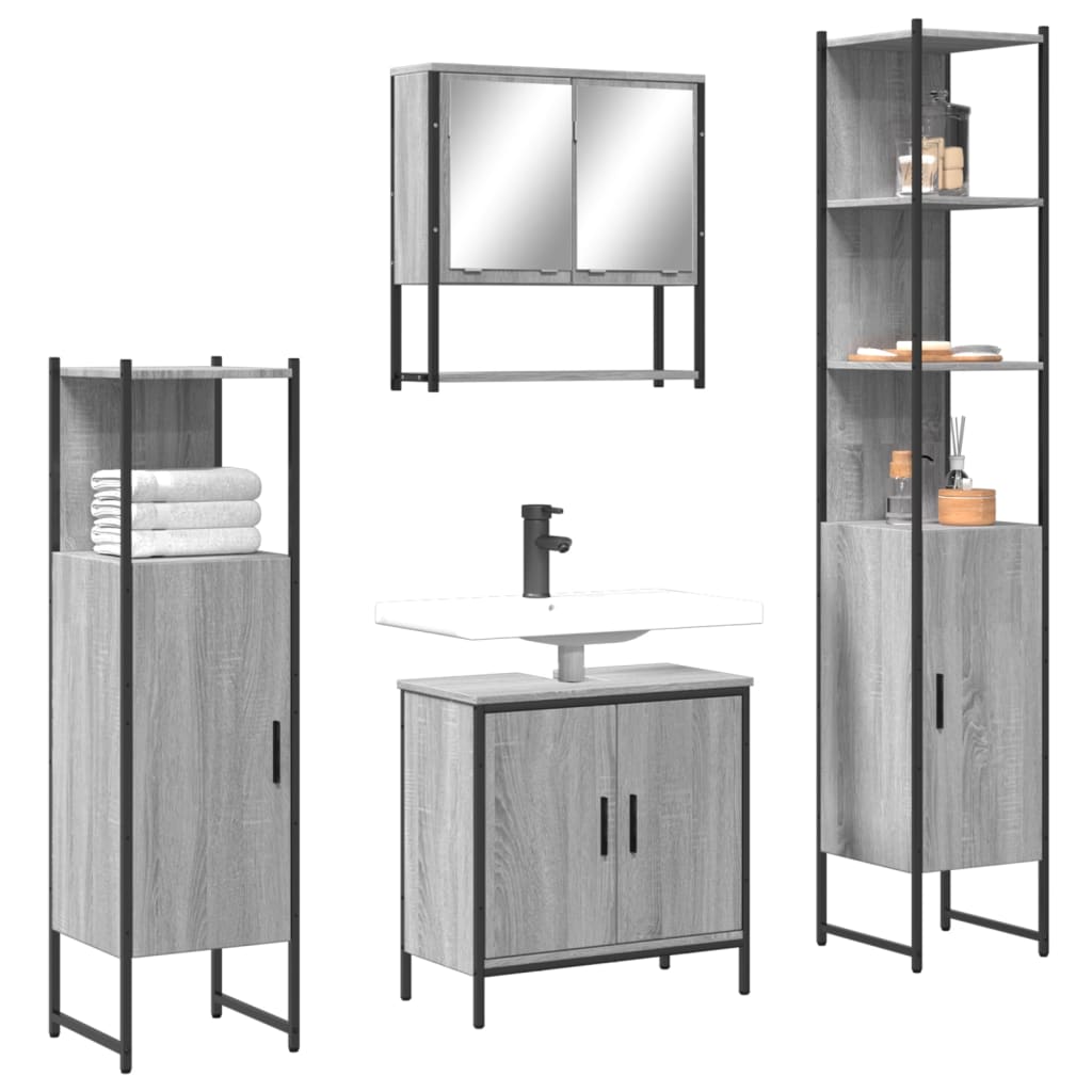 Bathroom Furniture Set With Door 4 Pcs Brown 33 X 33 X 185.5 Cm