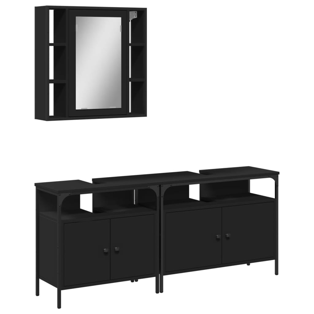 3 Piece Bathroom Cabinet Set Engineered Wood