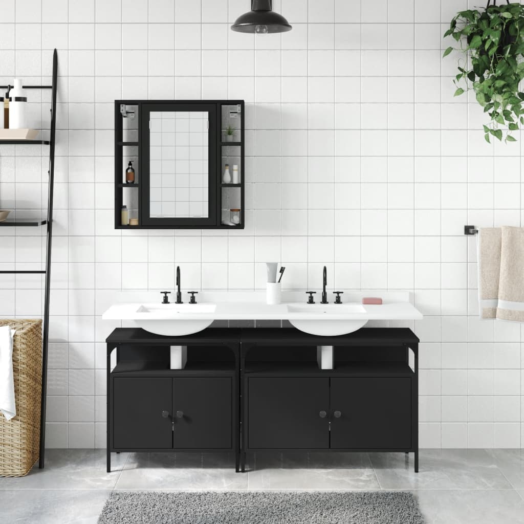 3 Piece Bathroom Cabinet Set Engineered Wood