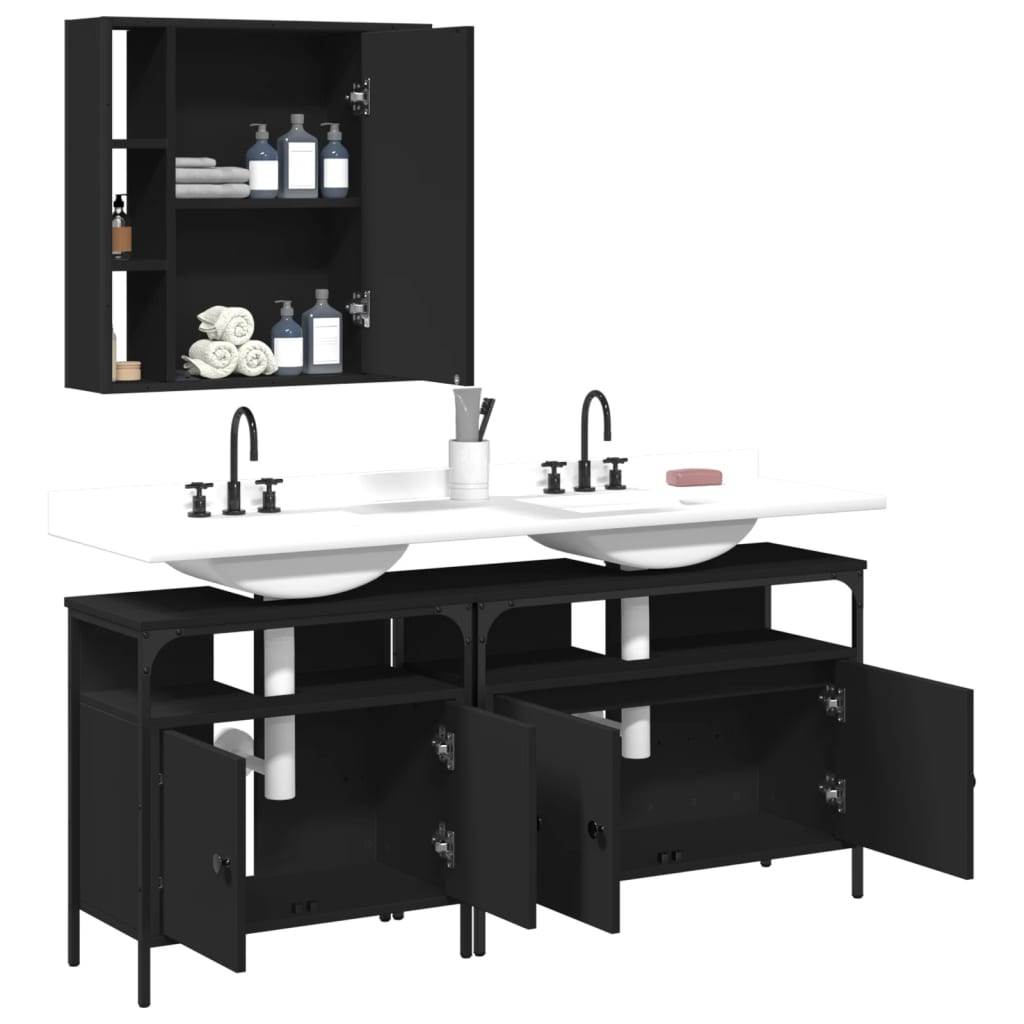 3 Piece Bathroom Cabinet Set Engineered Wood