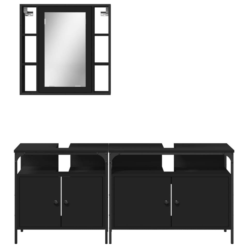3 Piece Bathroom Cabinet Set Engineered Wood