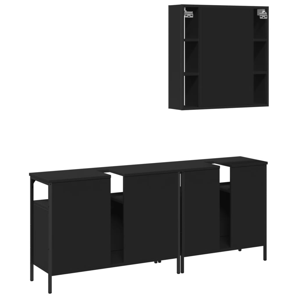 3 Piece Bathroom Cabinet Set Engineered Wood