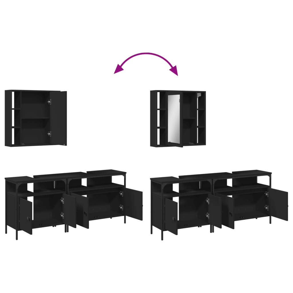3 Piece Bathroom Cabinet Set Engineered Wood