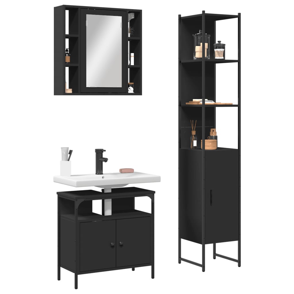Bathroom Cabinet Set 3 Pcs 33 X 33 X 185.5 Cm
