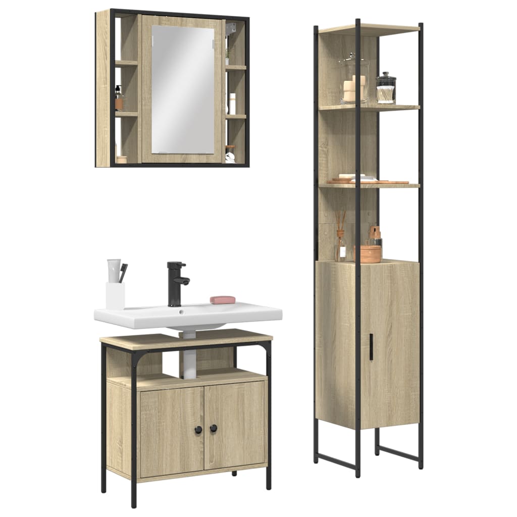 Bathroom Cabinet Set 3 Pcs 33 X 33 X 185.5 Cm