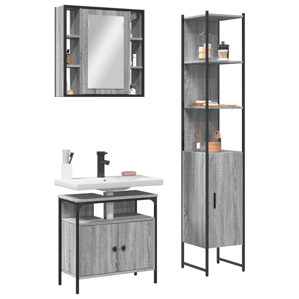 Bathroom Cabinet Set 3 Pcs 33 X 33 X 185.5 Cm