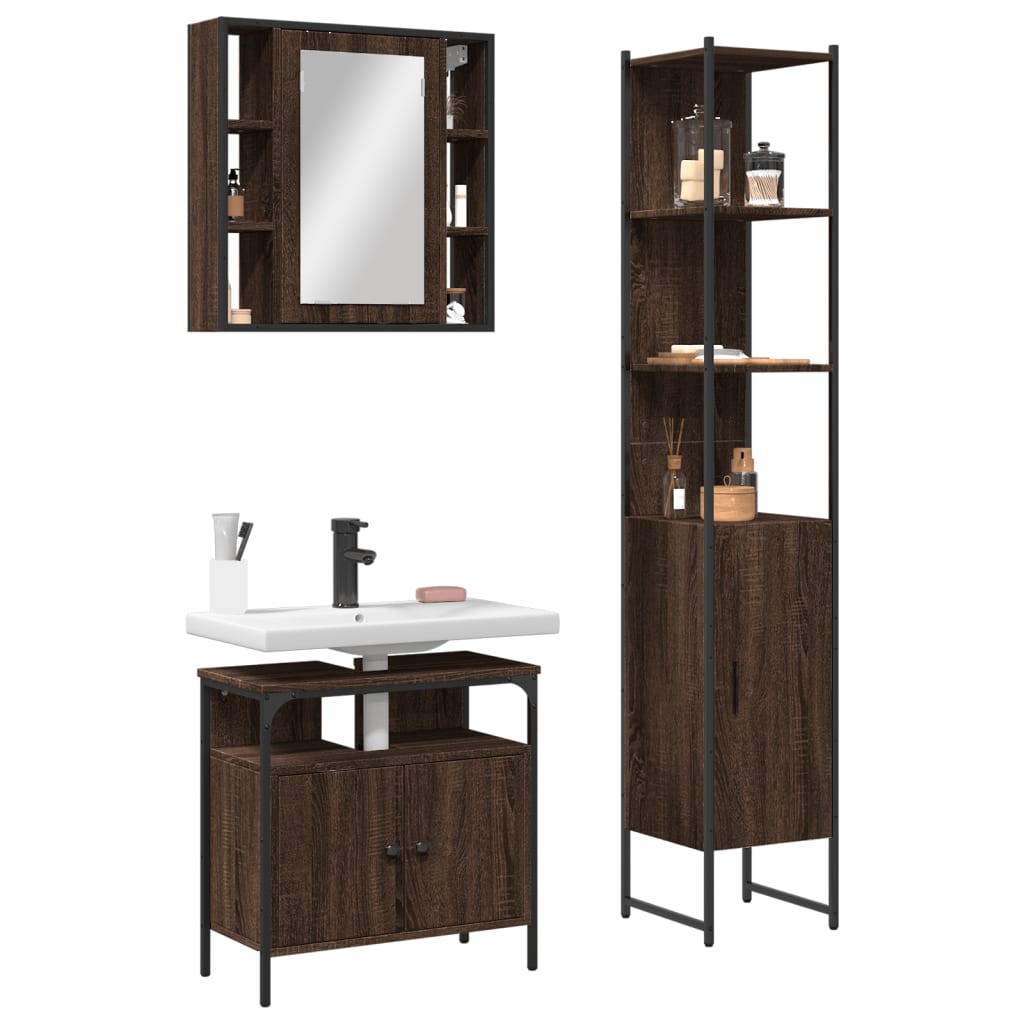 Bathroom Cabinet Set 3 Pcs 33 X 33 X 185.5 Cm