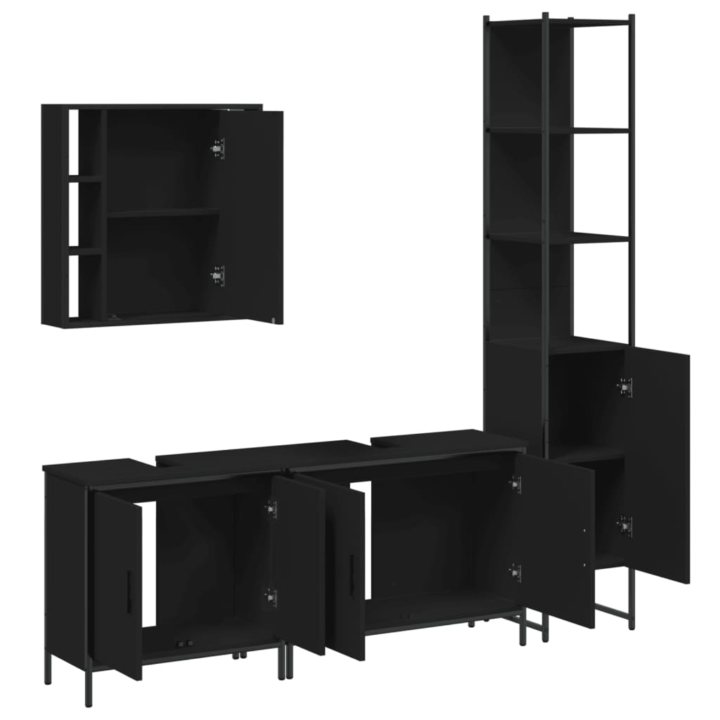 4 Piece Bathroom Cabinet Set Engineered Wood