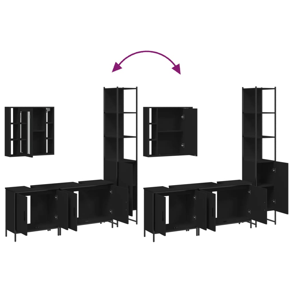 4 Piece Bathroom Cabinet Set Engineered Wood