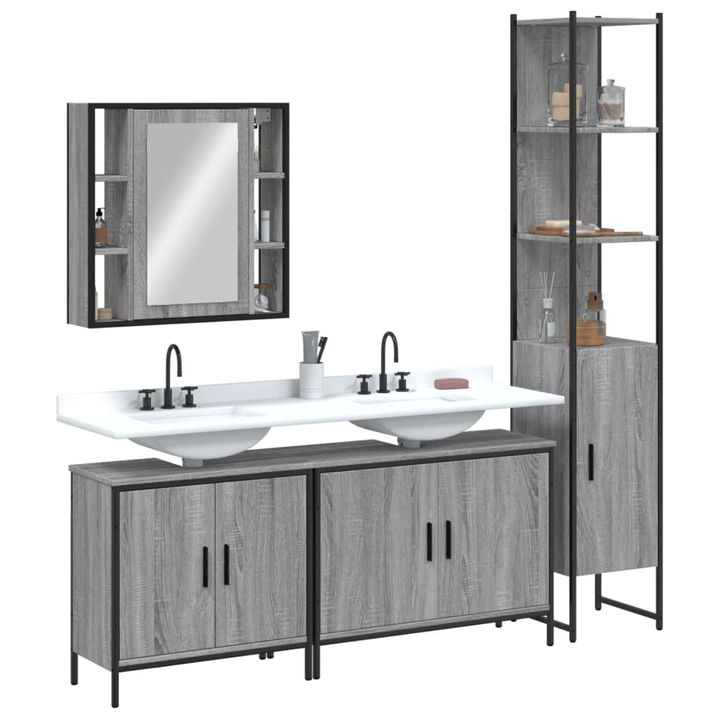 4 Piece Bathroom Cabinet Set Engineered Wood