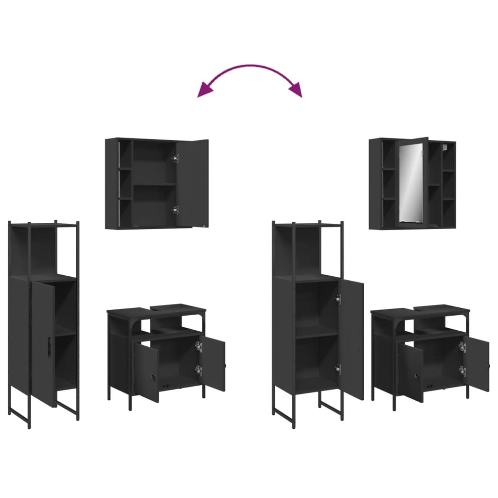 3 Piece Bathroom Cabinet Set Engineered Wood
