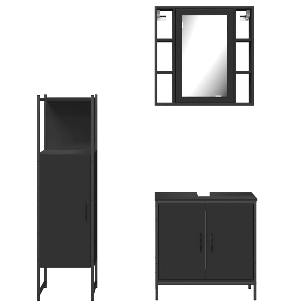 3 Piece Bathroom Cabinet Set Engineered Wood