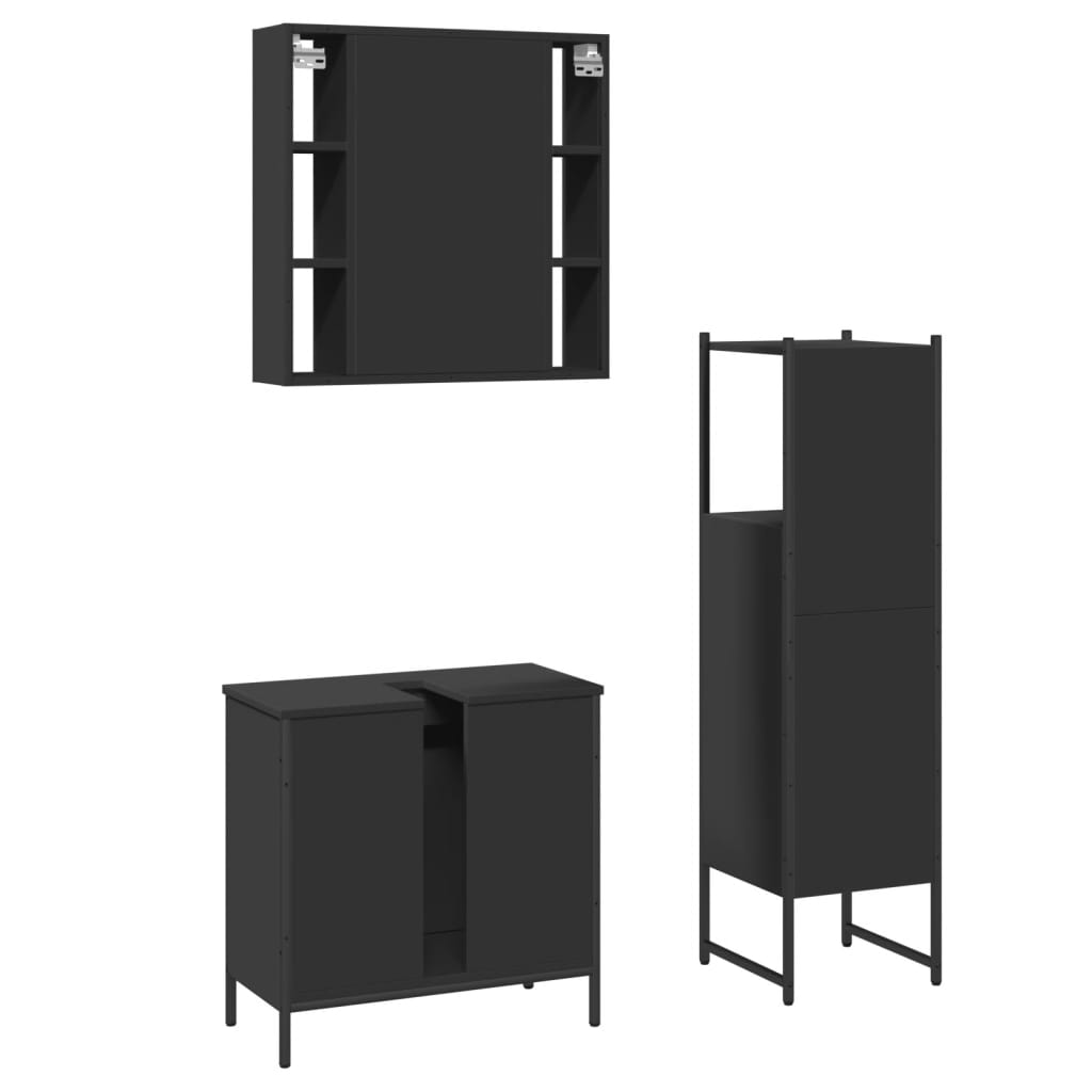 3 Piece Bathroom Cabinet Set Engineered Wood