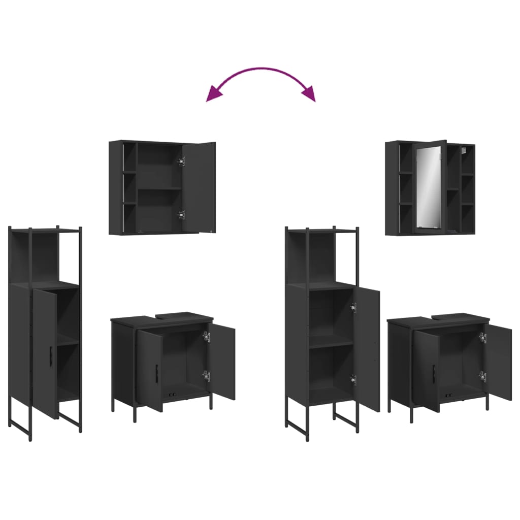 3 Piece Bathroom Cabinet Set Engineered Wood