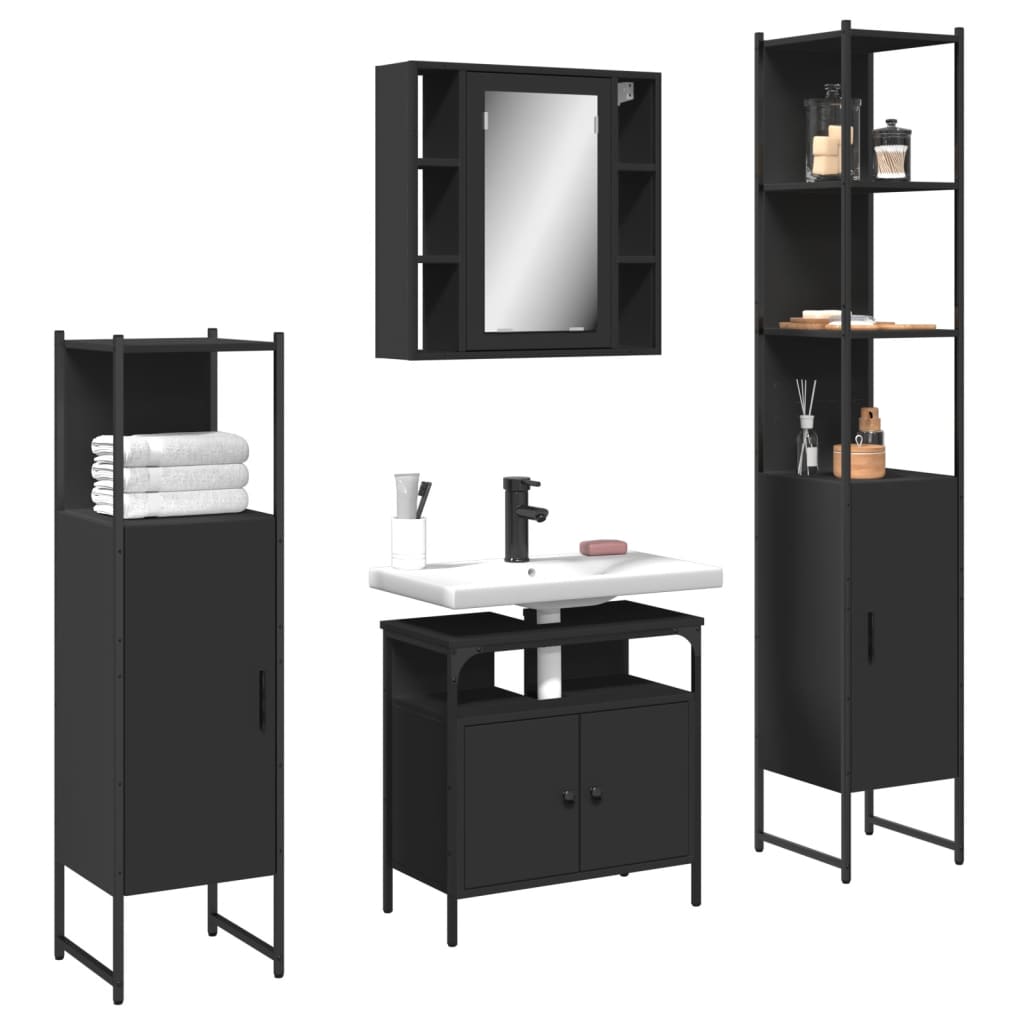 Bathroom Cabinet Set 4 Pcs 33 X 33 X 185.5 Cm