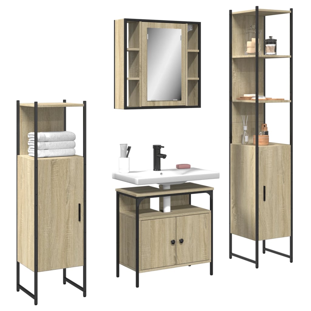 Bathroom Cabinet Set 4 Pcs 33 X 33 X 185.5 Cm