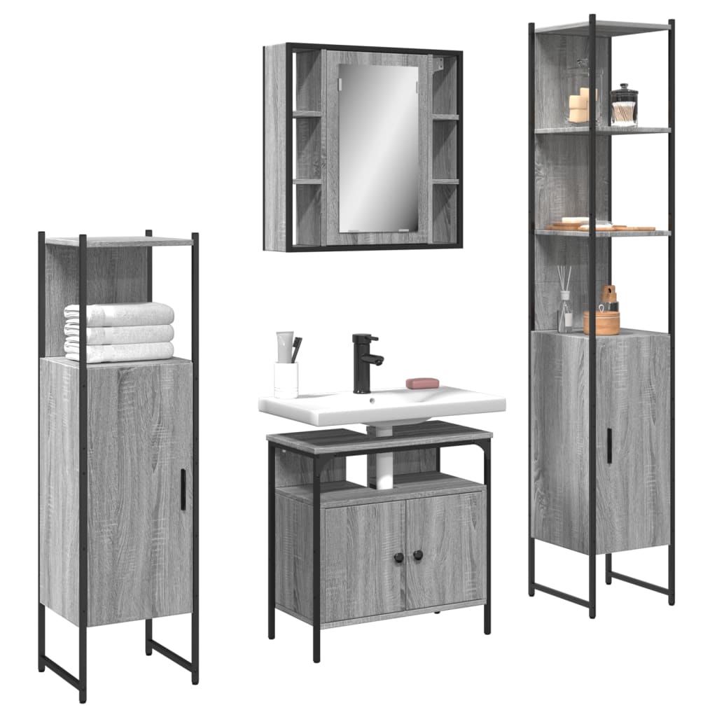 Bathroom Cabinet Set 4 Pcs 33 X 33 X 185.5 Cm