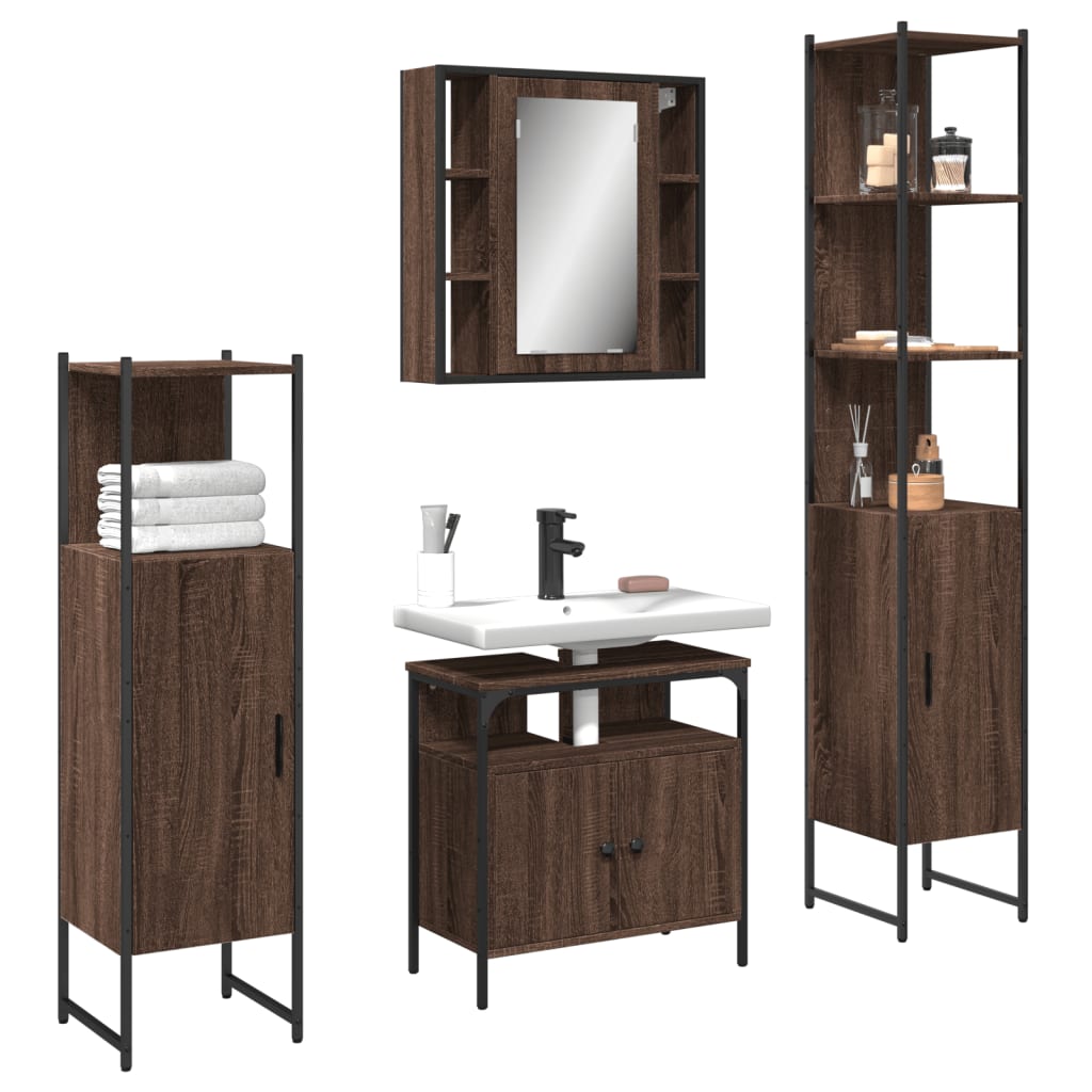 Bathroom Cabinet Set 4 Pcs 33 X 33 X 185.5 Cm