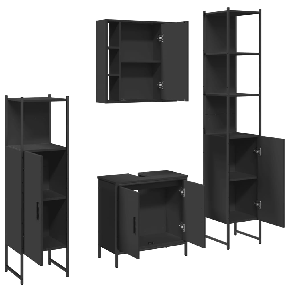 4 Piece Bathroom Cabinet Set Engineered Wood
