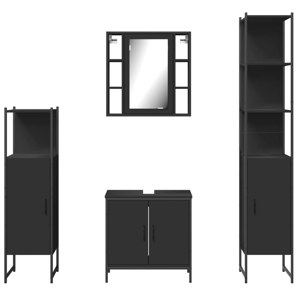 4 Piece Bathroom Cabinet Set Engineered Wood