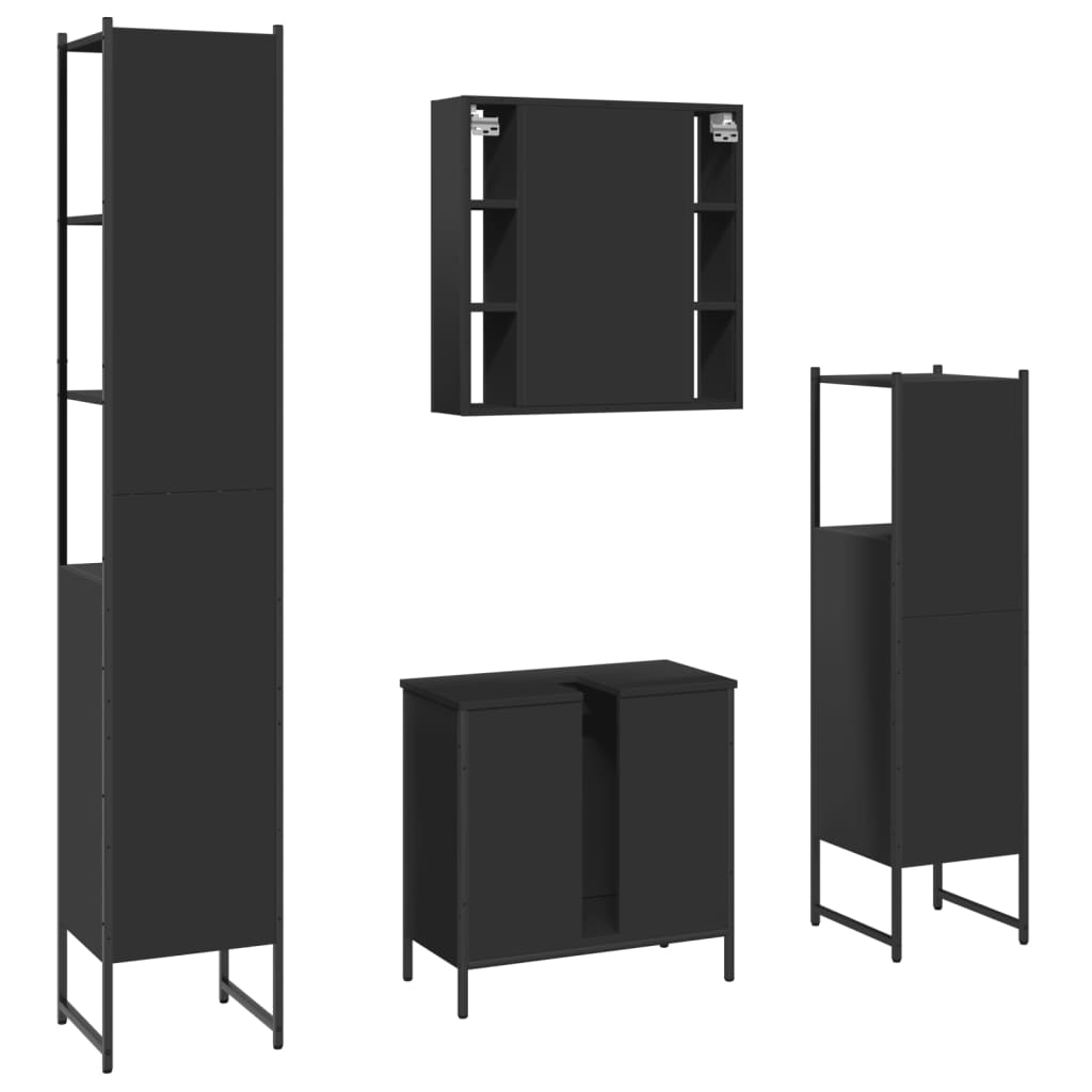 4 Piece Bathroom Cabinet Set Engineered Wood