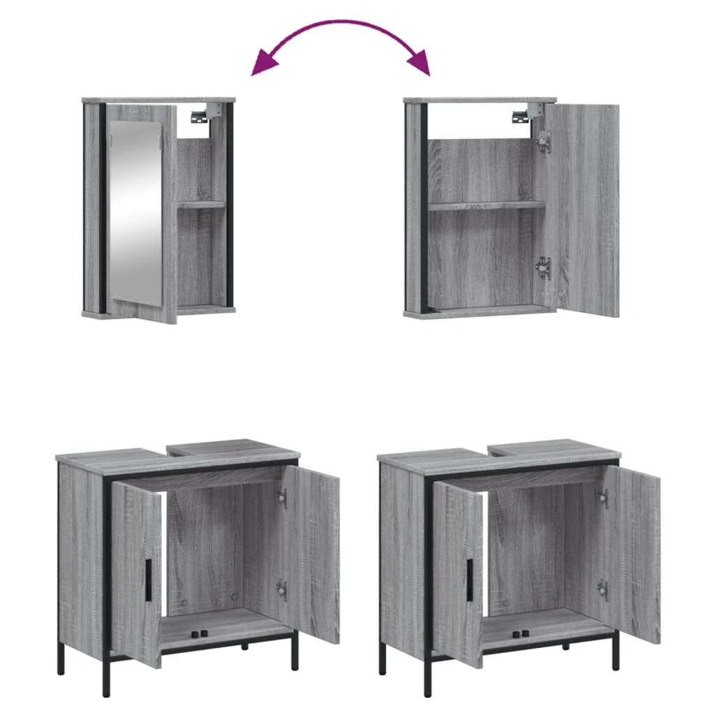 2 Piece Bathroom Furniture Set Engineered Wood