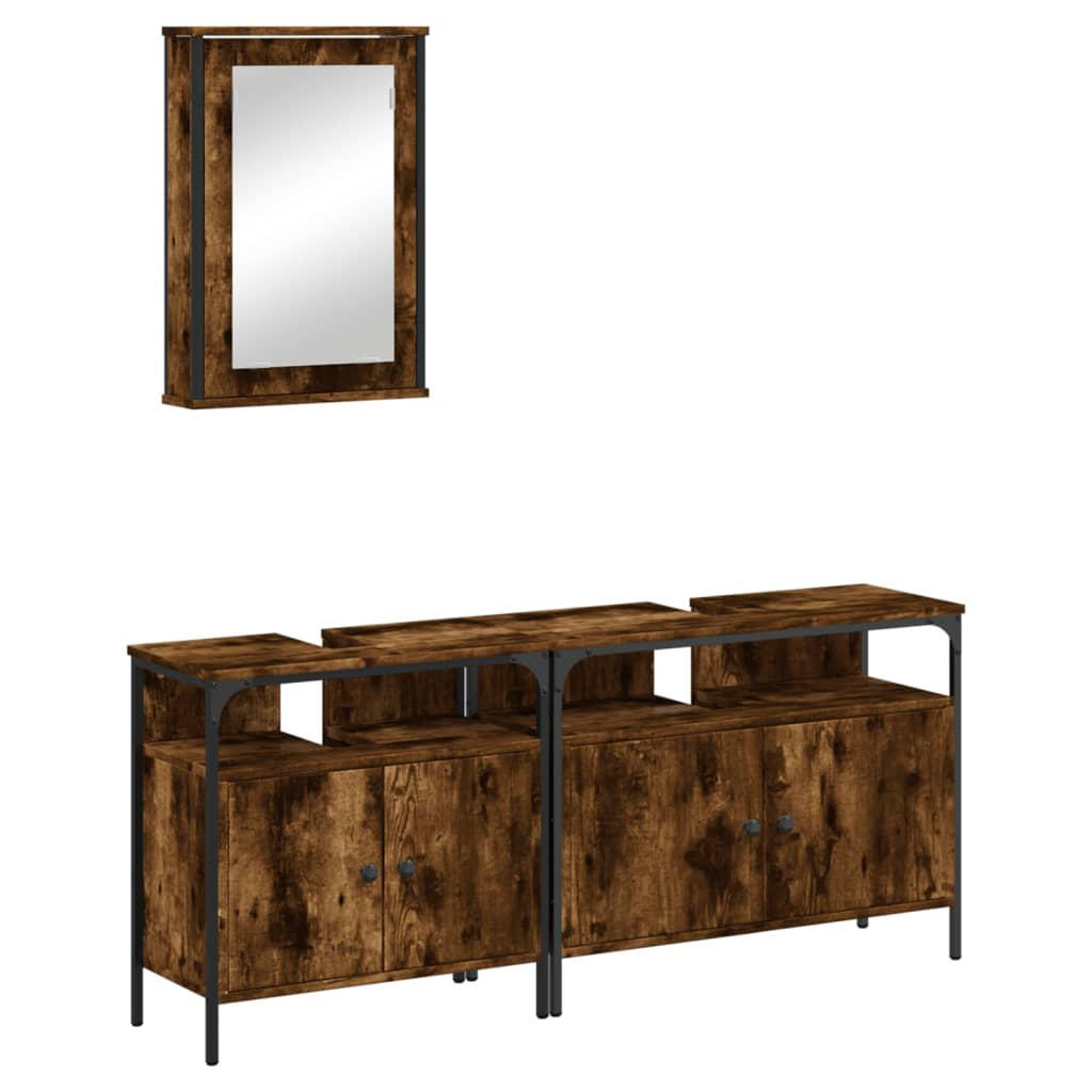 3 Piece Bathroom Furniture Set Engineered Wood