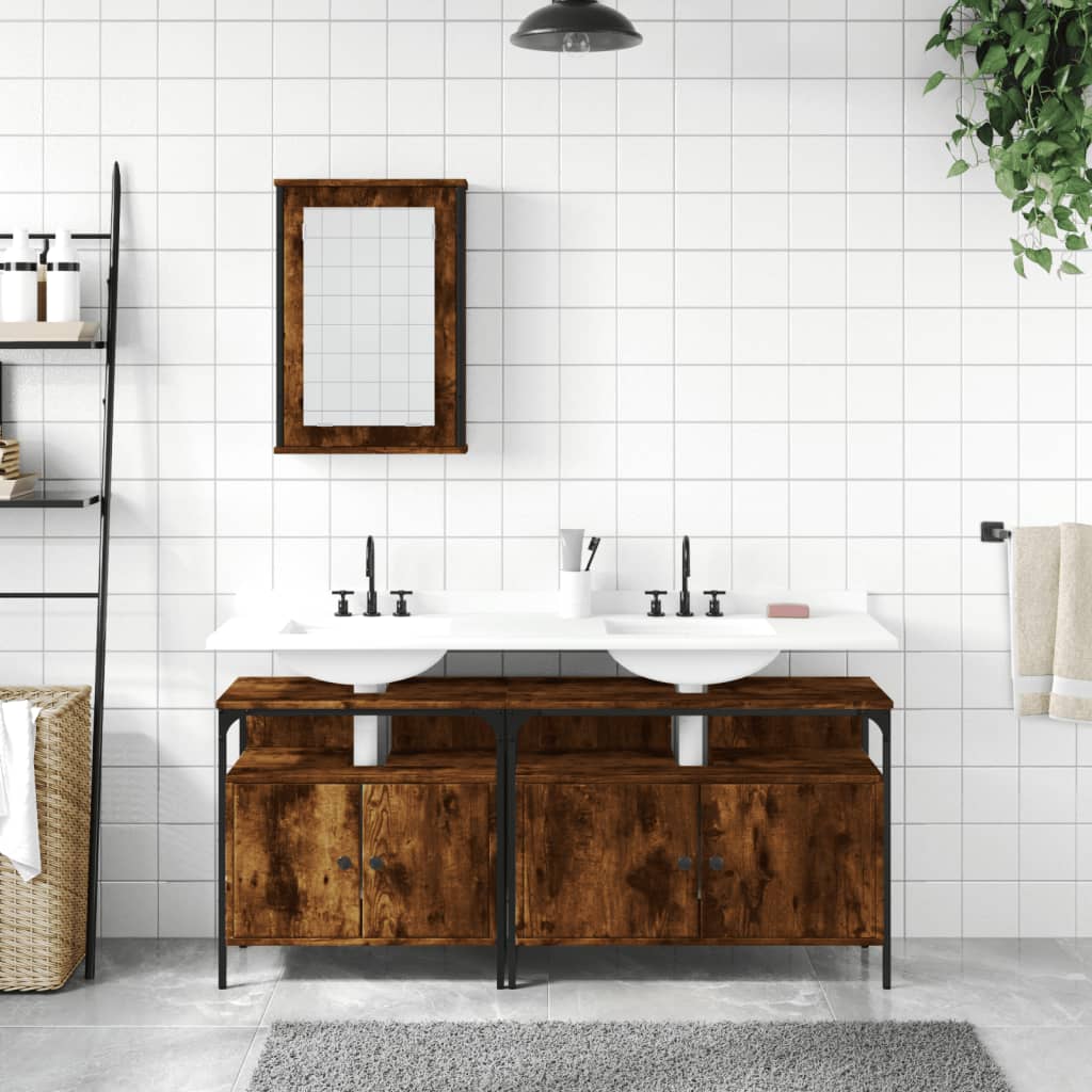 3 Piece Bathroom Furniture Set Engineered Wood