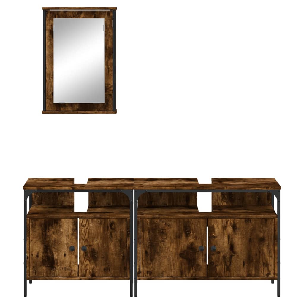 3 Piece Bathroom Furniture Set Engineered Wood
