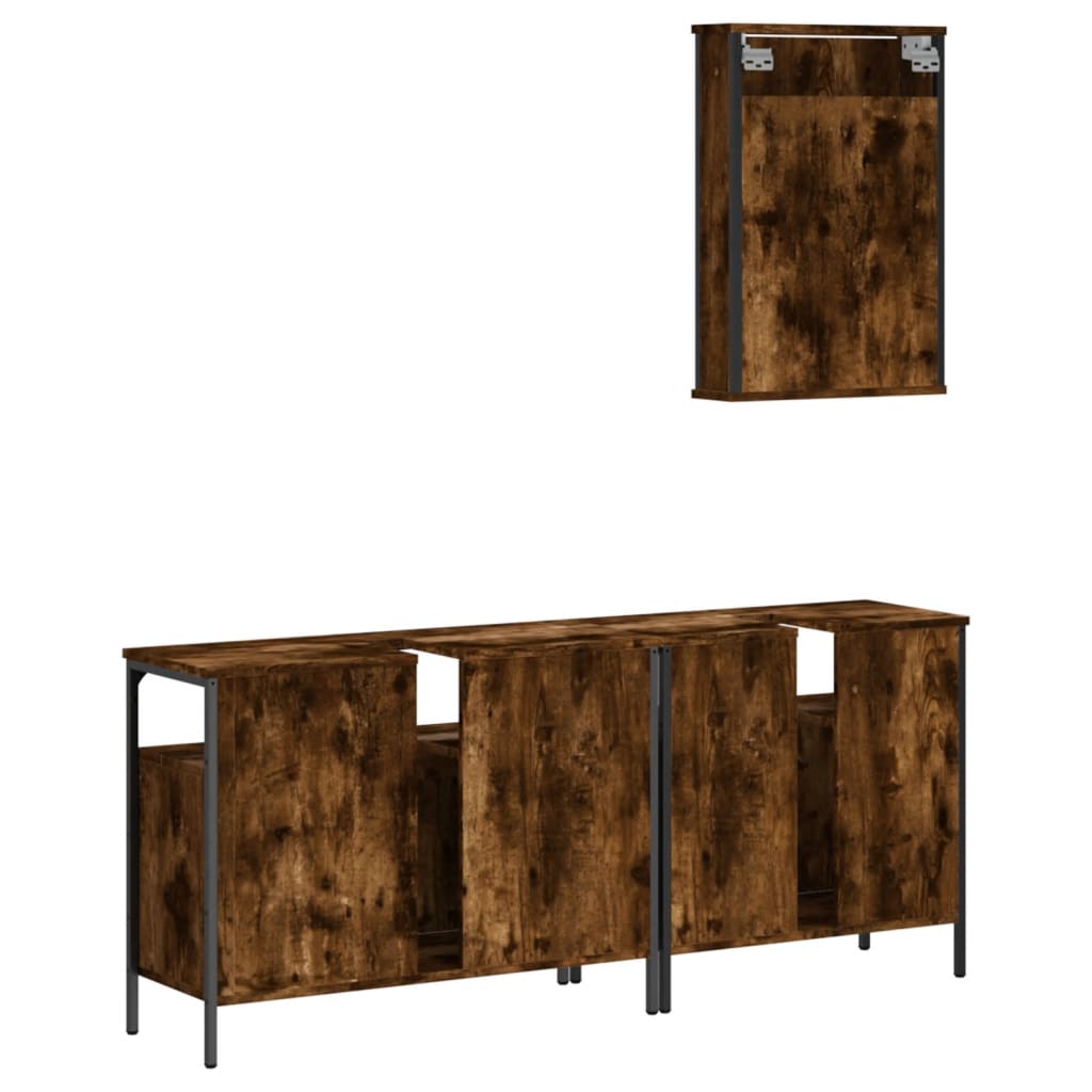 3 Piece Bathroom Furniture Set Engineered Wood