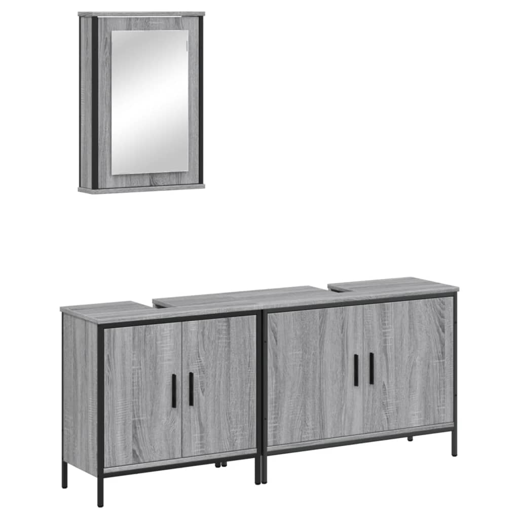 3 Piece Bathroom Furniture Set Engineered Wood