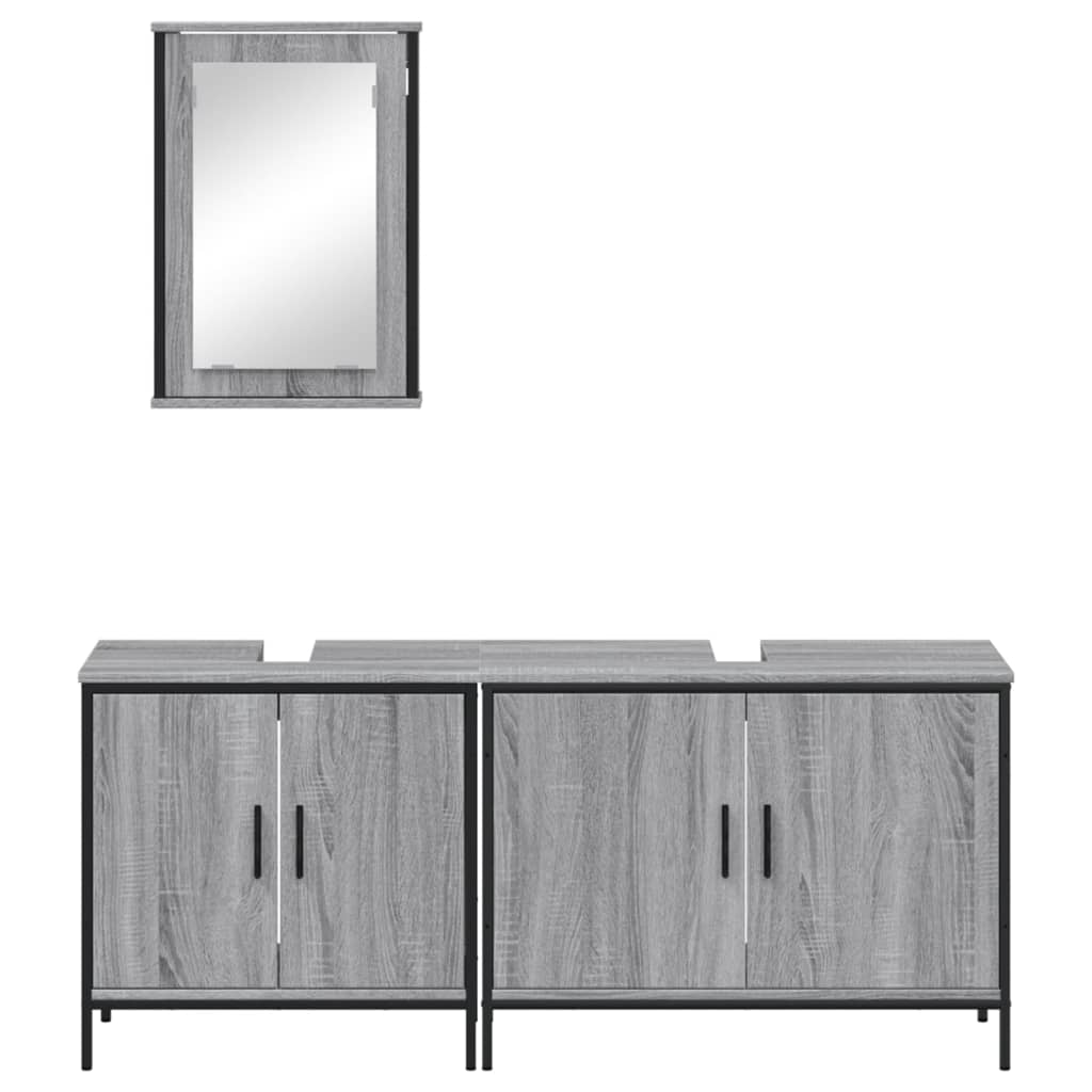 3 Piece Bathroom Furniture Set Engineered Wood