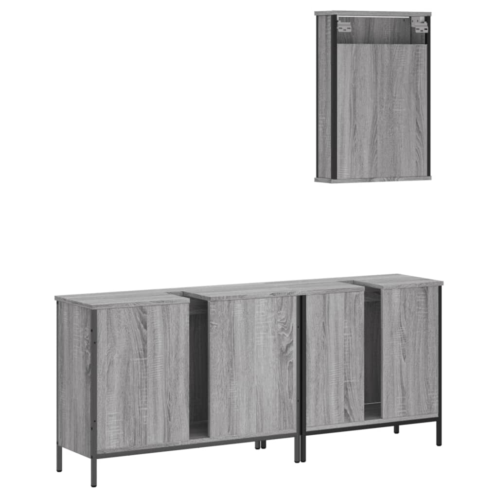 3 Piece Bathroom Furniture Set Engineered Wood
